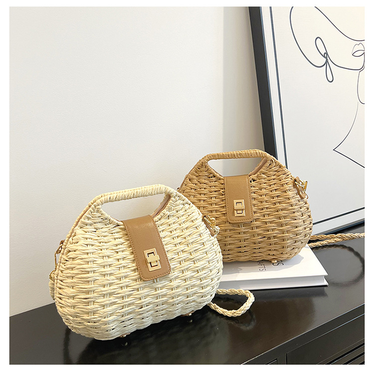 Khaki Woven Shoulder Bag