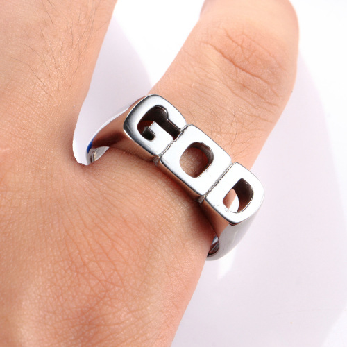 Stainless Steel Letter Ring Image 1