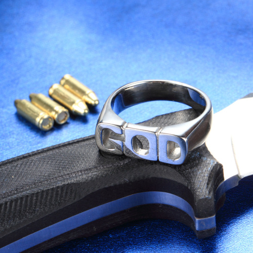Stainless Steel Letter Ring Image 2