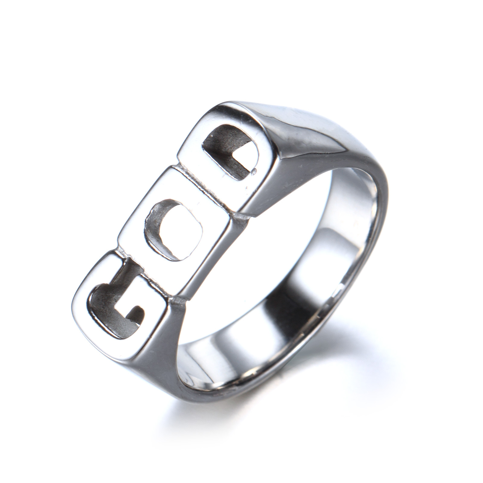 Stainless Steel Letter Ring Image 5