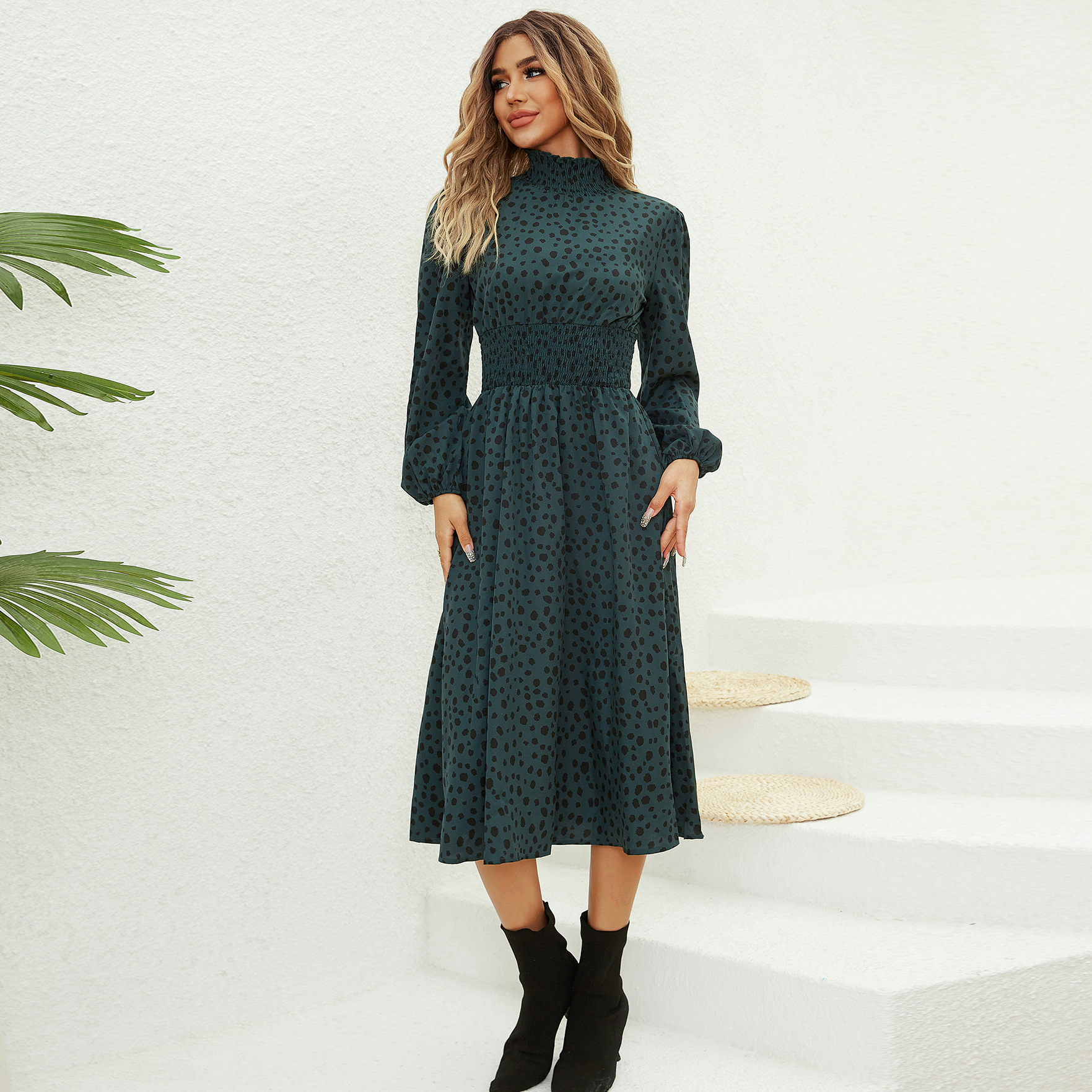 Women's Floral Print Long Sleeve Dress Image 6
