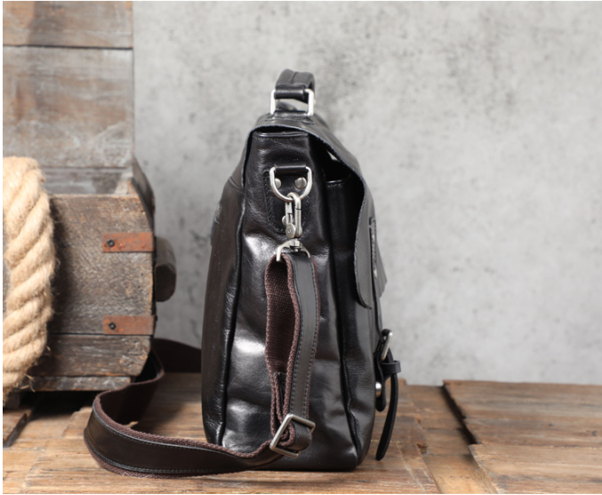 Men's First Layer Cowhide Briefcase - Open View