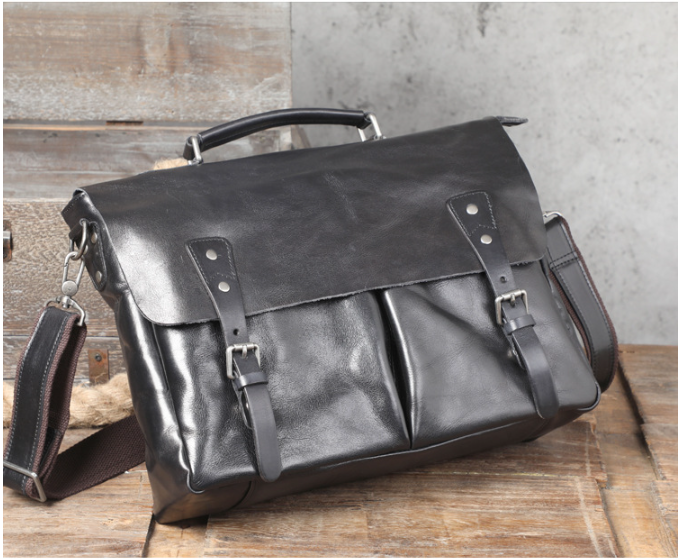Men's First Layer Cowhide Briefcase - Front View