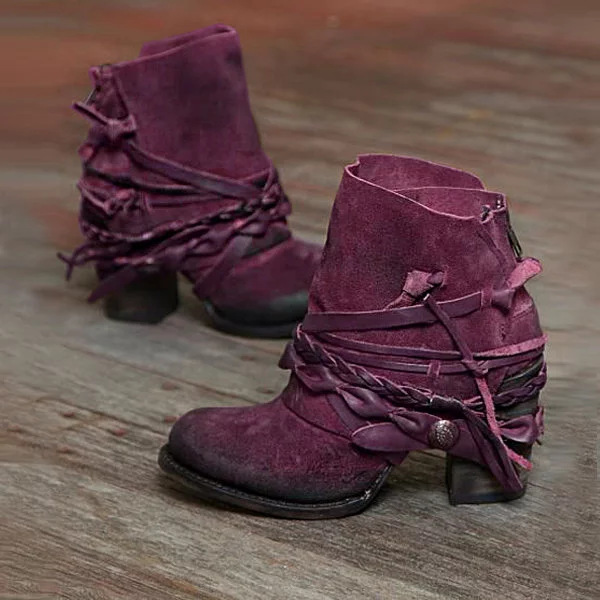 Back Zipper Low Boots Side View