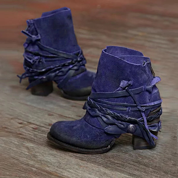 Back Zipper Low Boots Front View