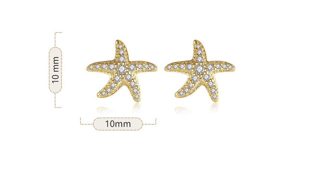 Gold Starfish Stud Earrings