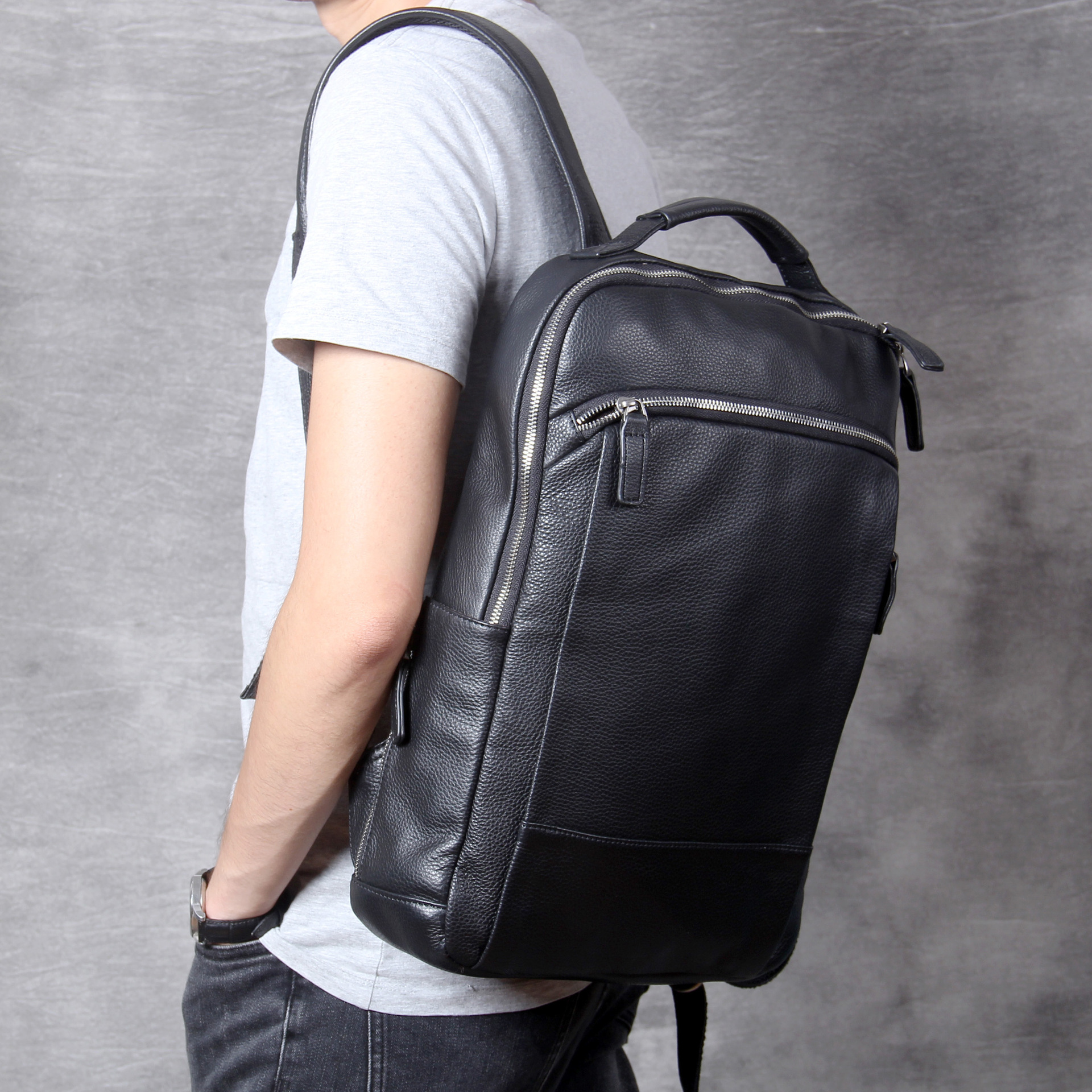 Leather Backpack Inside View