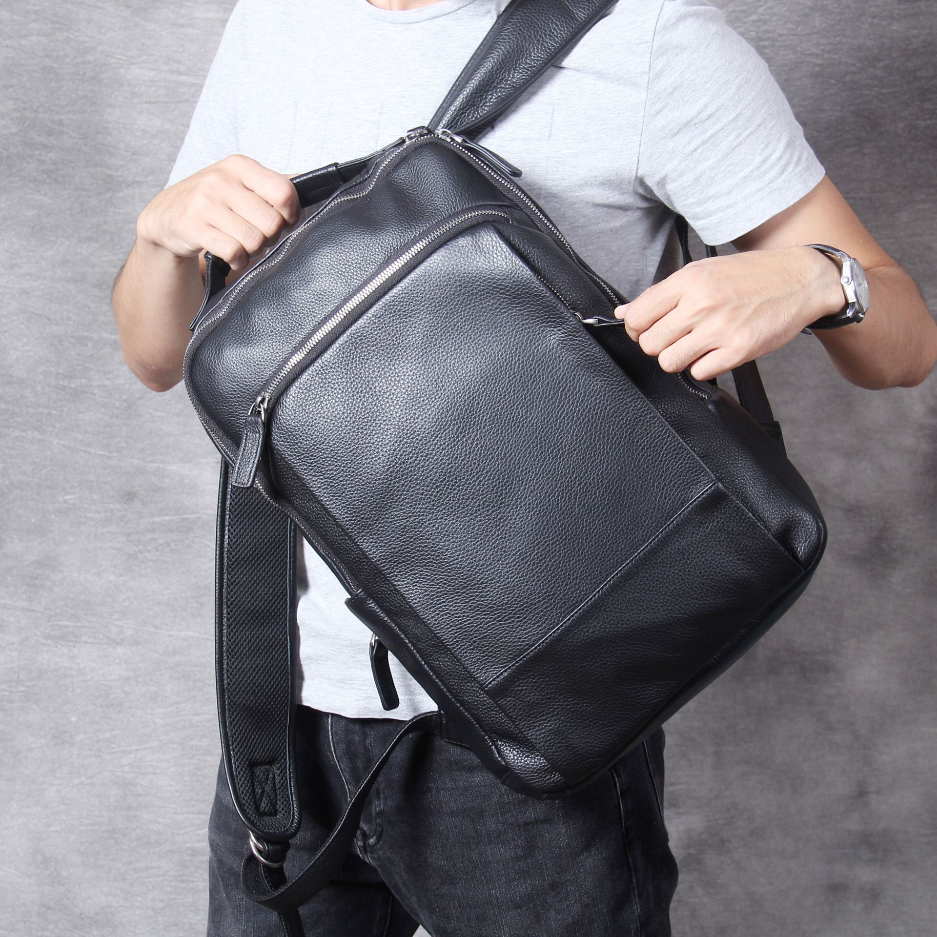 Leather Backpack Front View