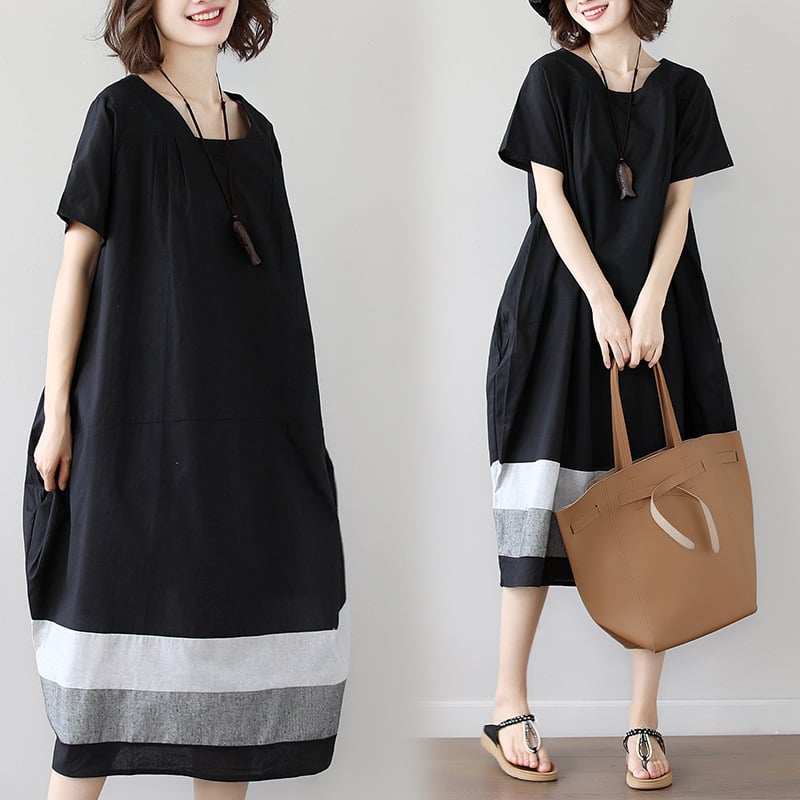 Cotton And Linen Short Sleeve Dress - Image 7