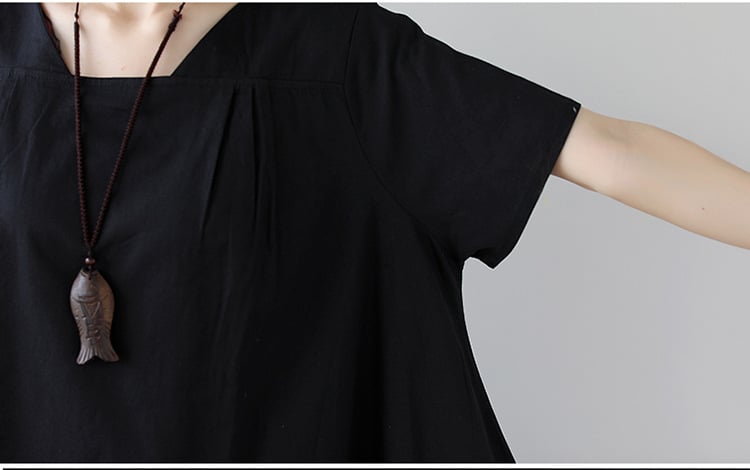 Cotton And Linen Short Sleeve Dress - Image 3