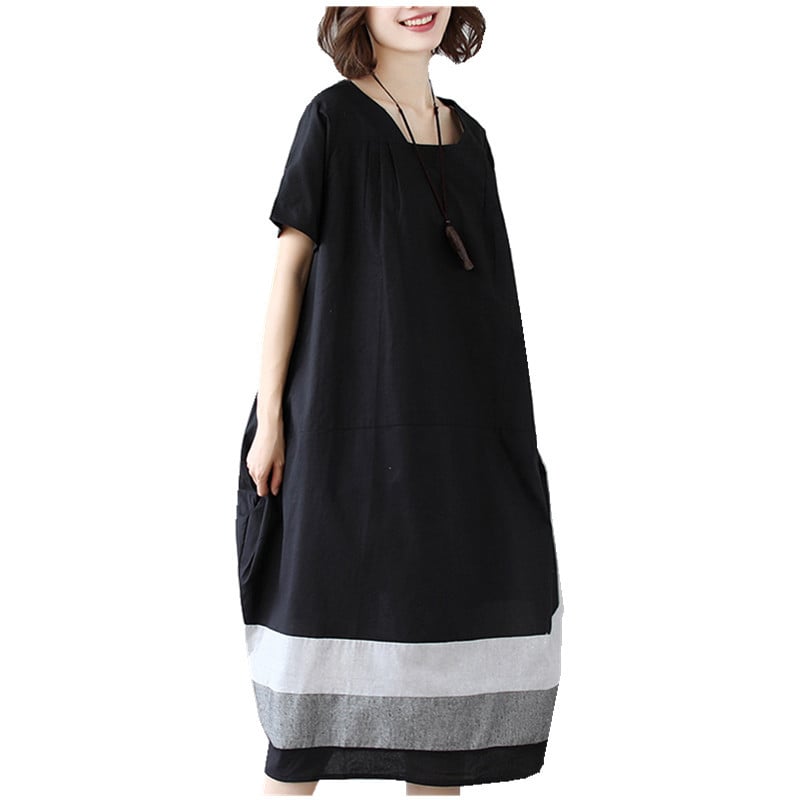 Cotton And Linen Short Sleeve Dress - Image 6