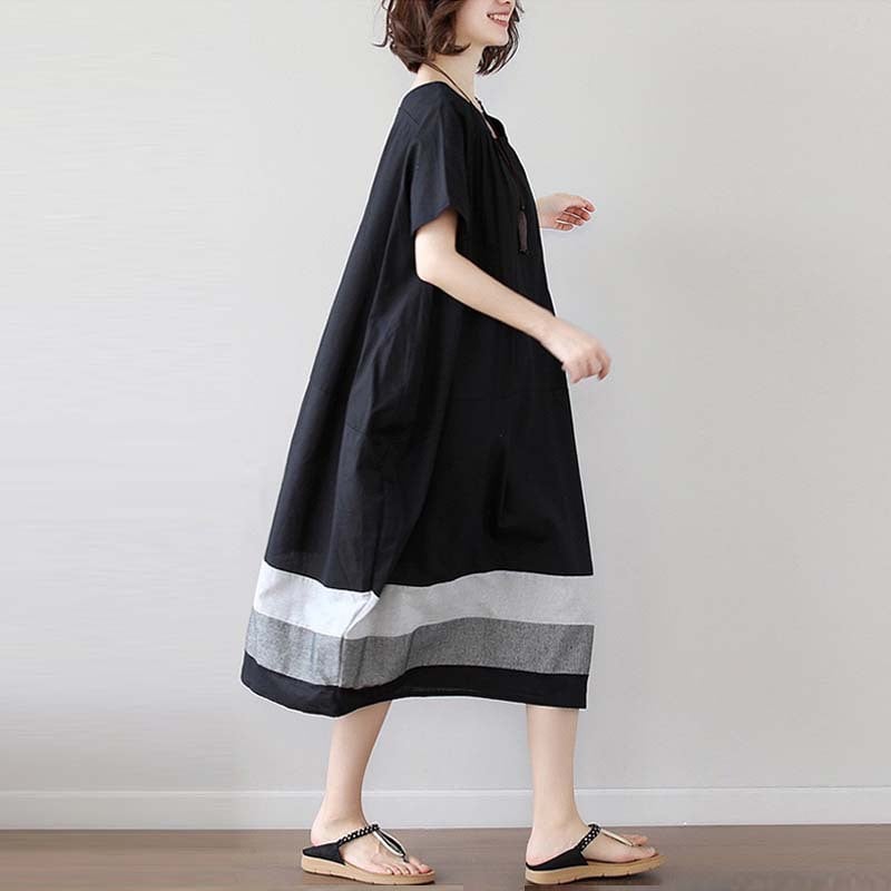 Cotton And Linen Short Sleeve Dress - Image 4