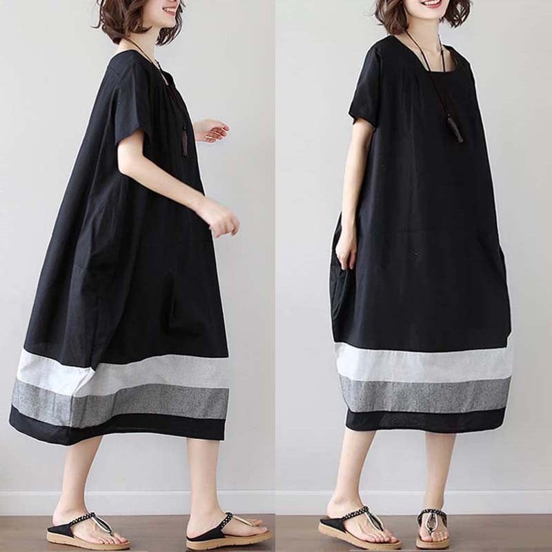 Cotton And Linen Short Sleeve Dress - Image 8