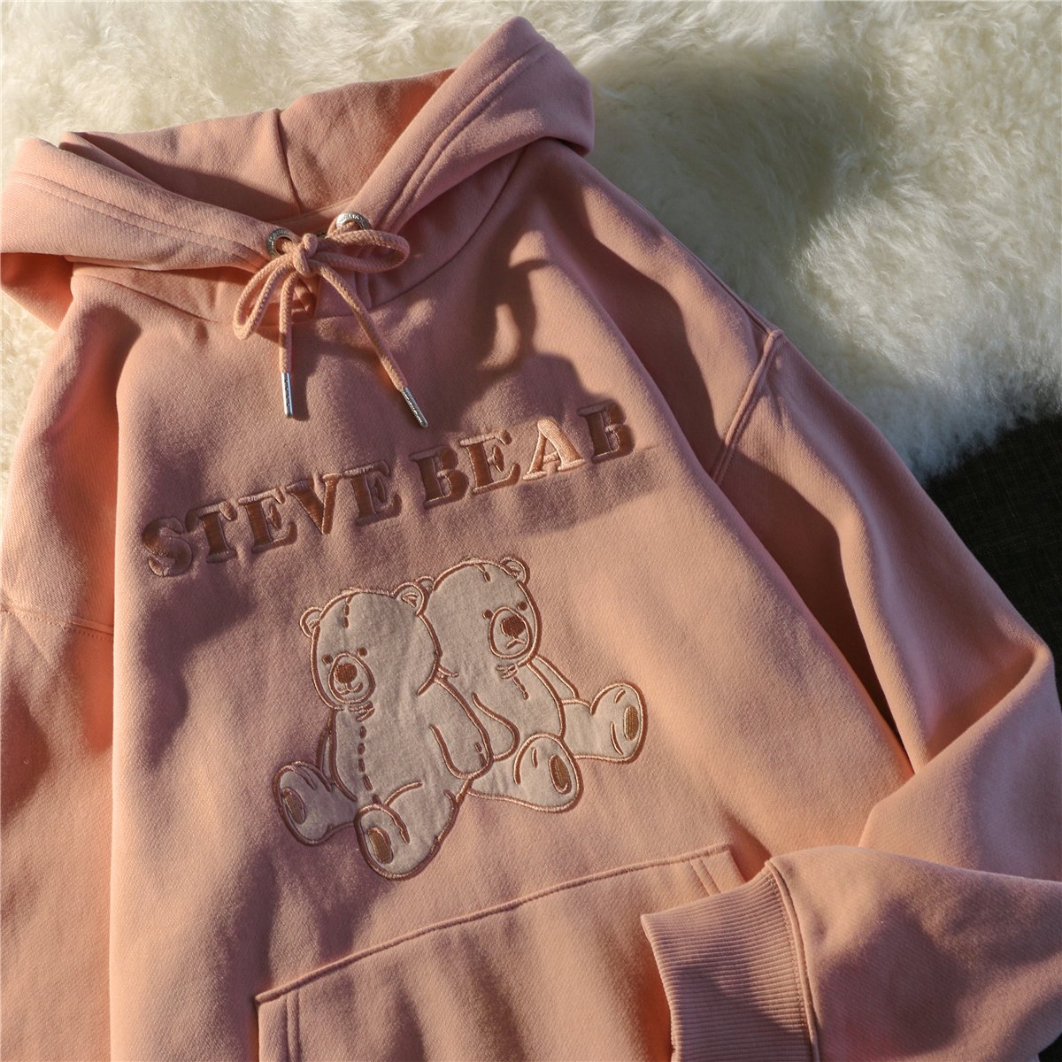Embroidered Bear Hooded Sweater Image 2