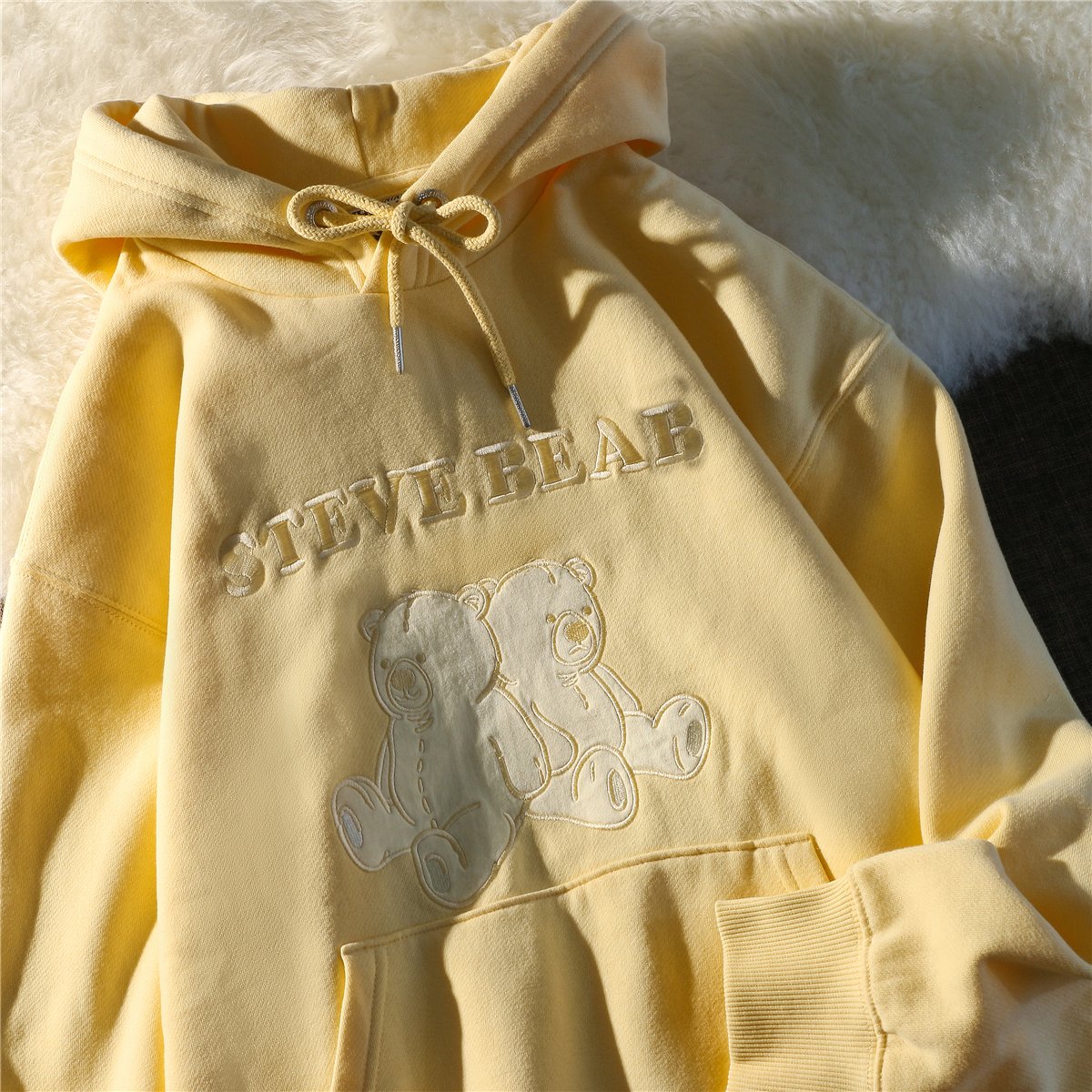 Embroidered Bear Hooded Sweater Image 3