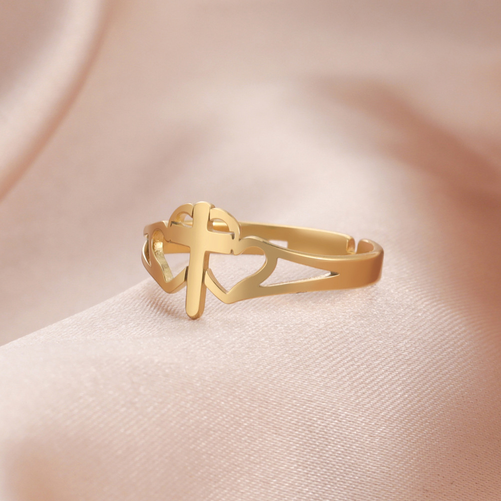 Elegant Double Love Cross Ring