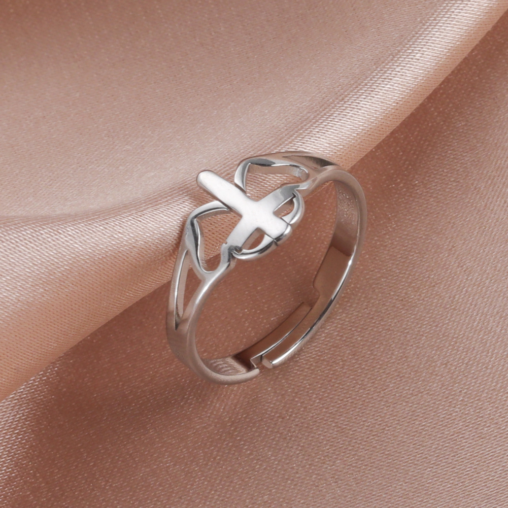 Adjustable Double Love Cross Ring