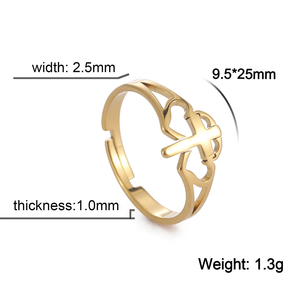 Double Love Cross Ring Gold