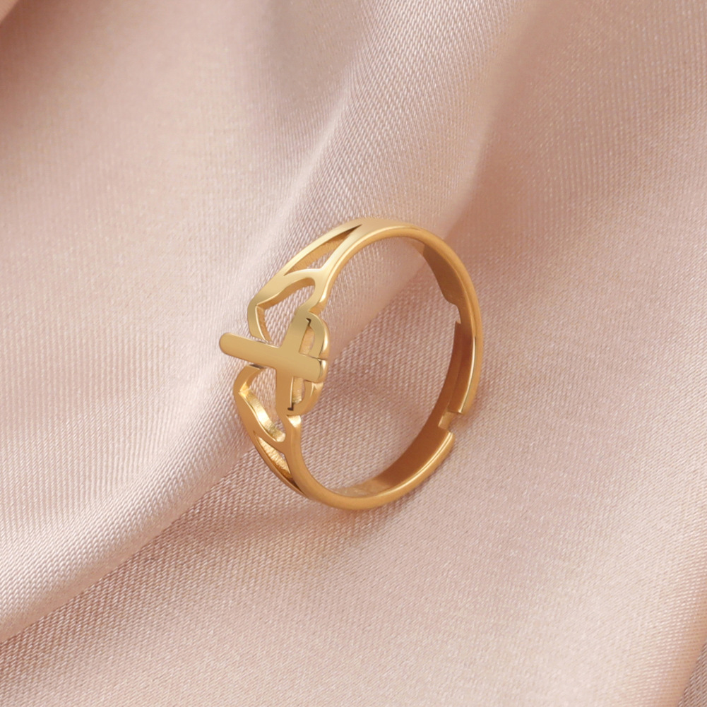 Double Love Cross Ring Steel