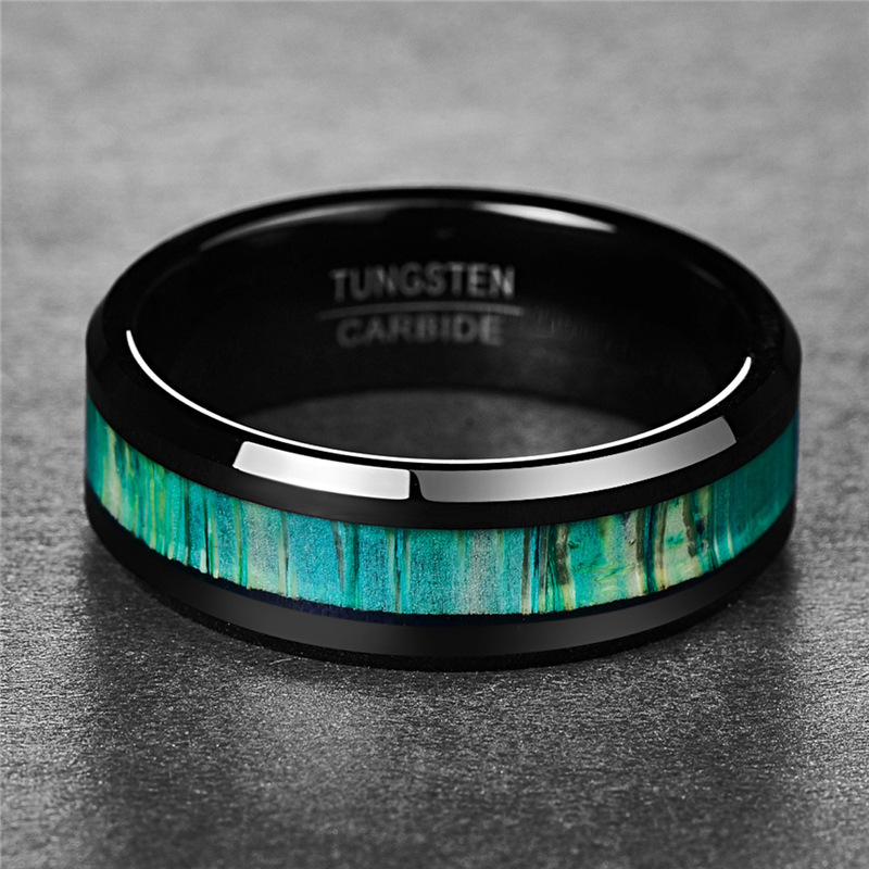 Bamboo Wood Skin Titanium Steel Ring Image 3