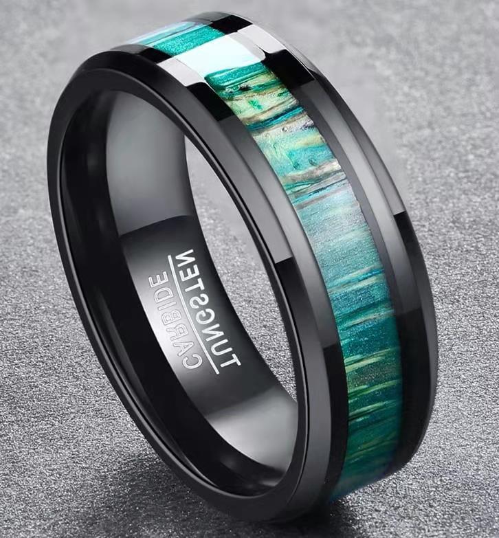 Bamboo Wood Skin Titanium Steel Ring Image 2