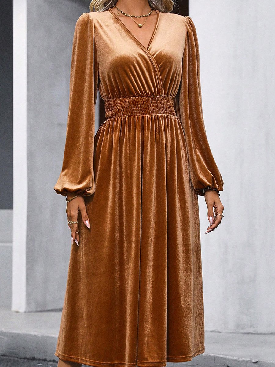 Solid Color Long Sleeve Dress Image 2