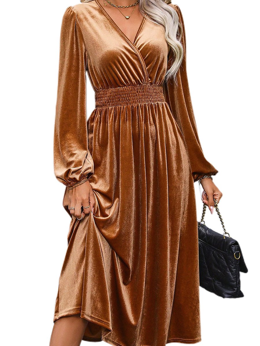 Solid Color Long Sleeve Dress Image 6