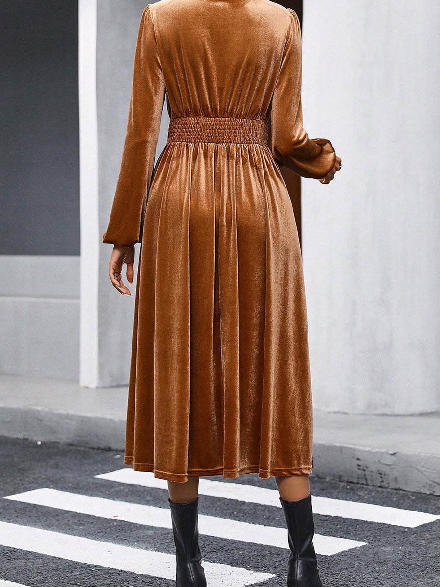 Solid Color Long Sleeve Dress Image 5