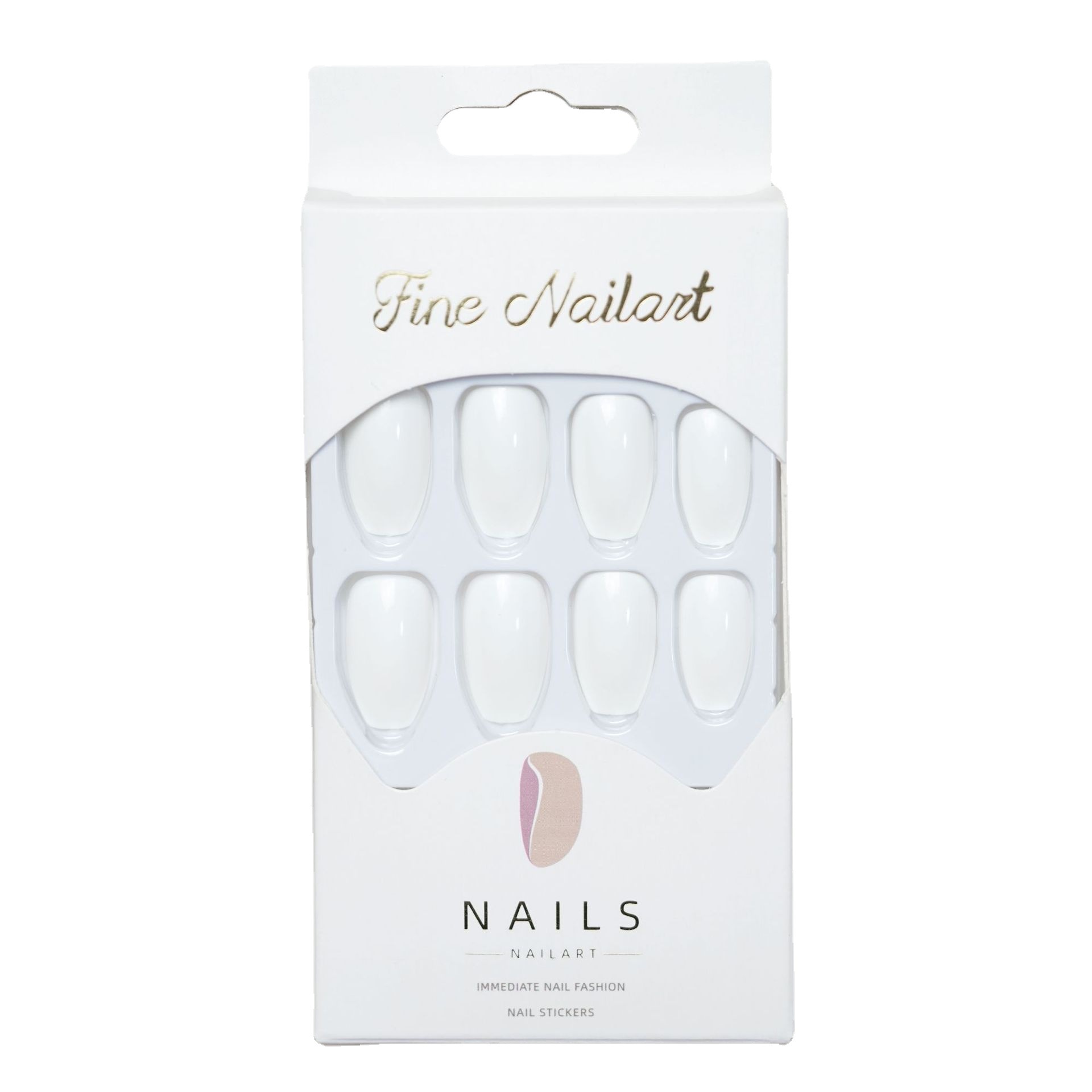 Ballet Bright White Fake Nail Tip Image 2