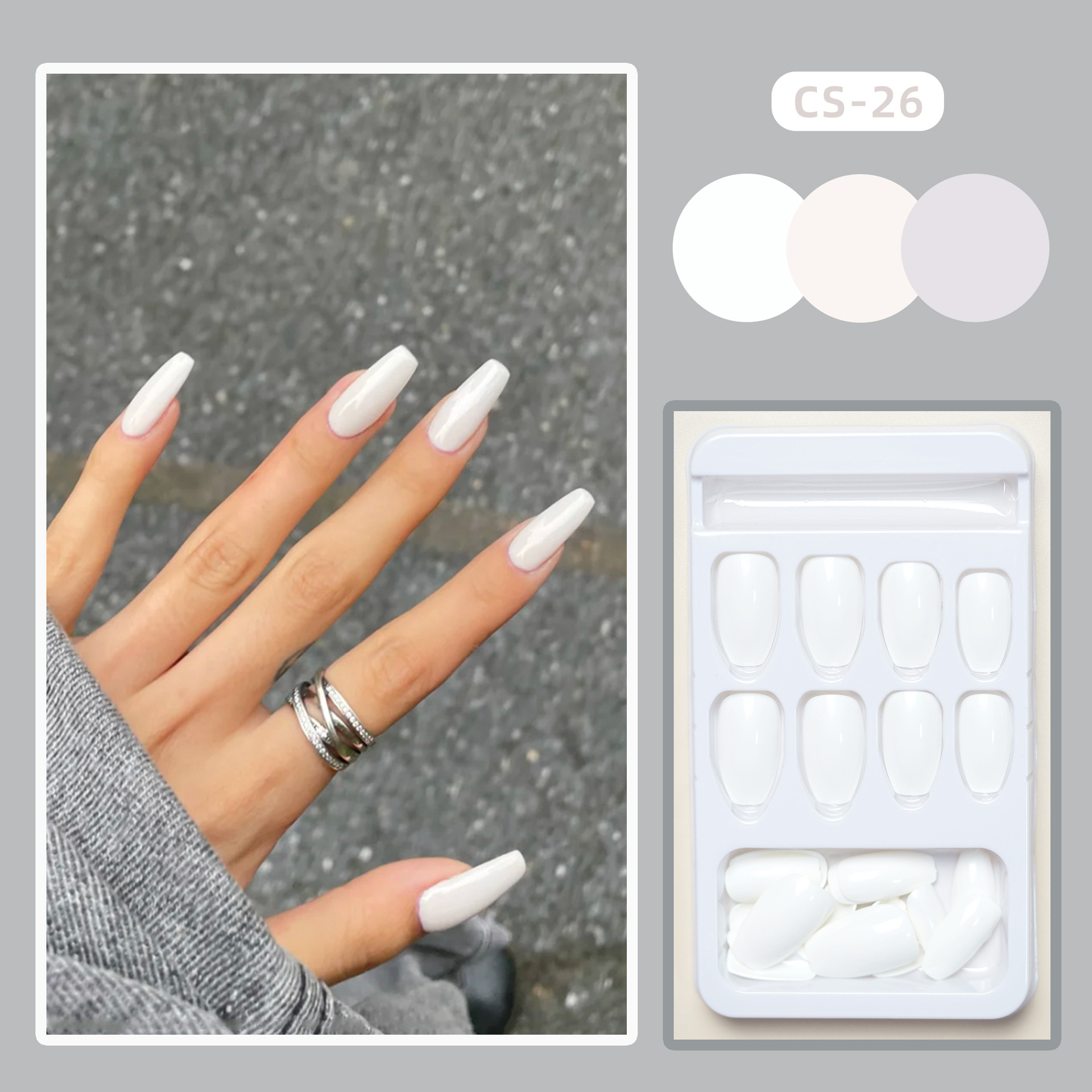 Ballet Bright White Fake Nail Tip Image 5