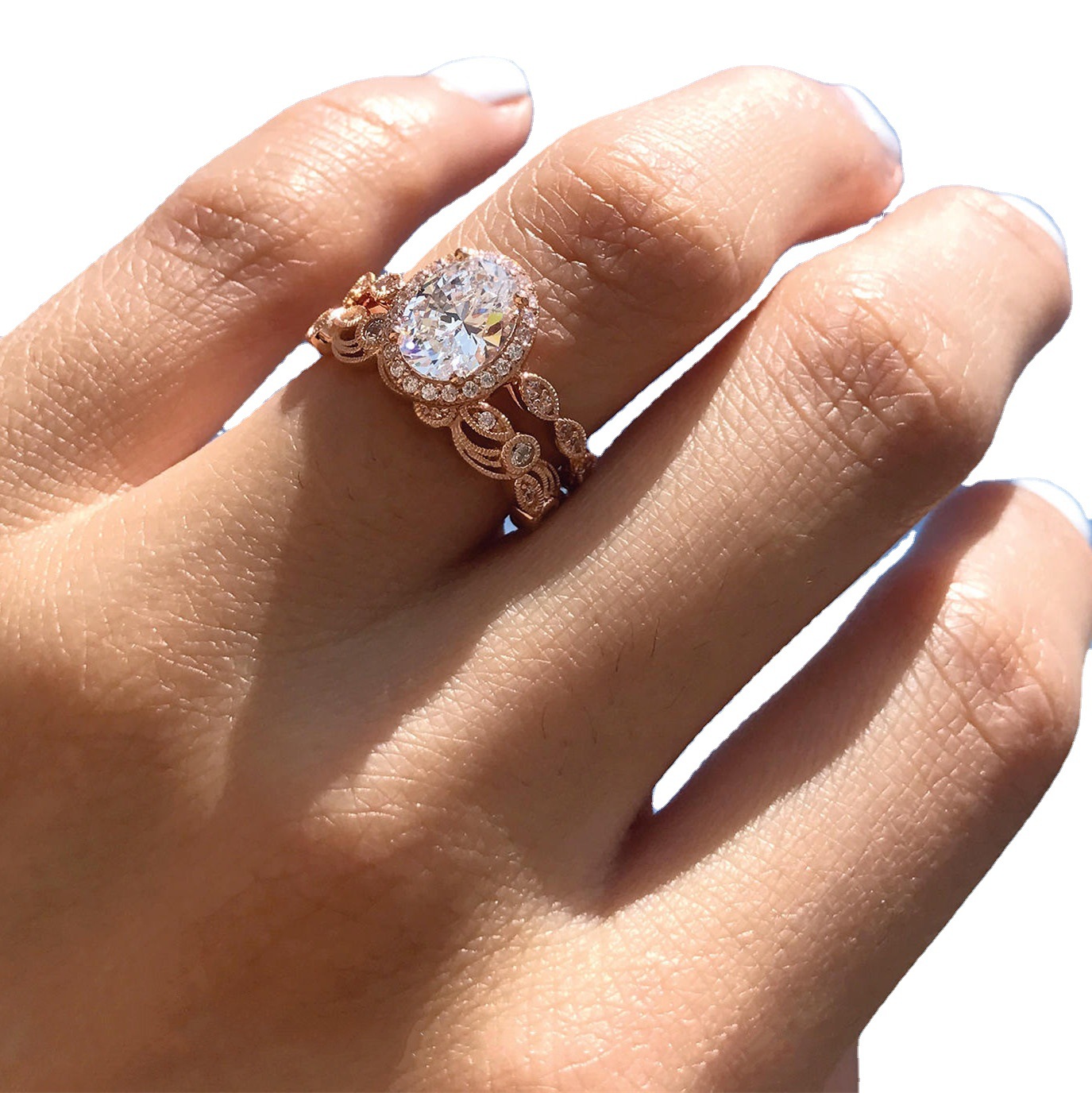Diamond Egg-shaped Zircon Ring Set 8
