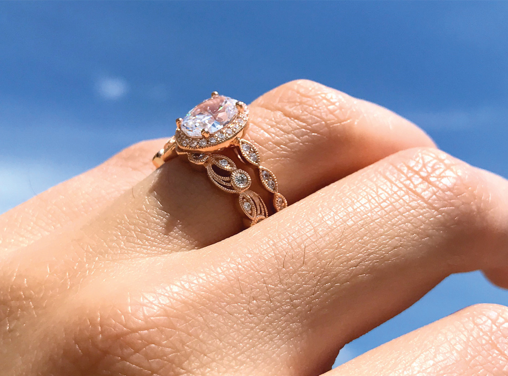 Diamond Egg-shaped Zircon Ring Set 3