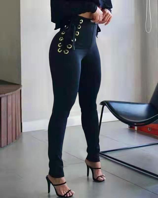 Casual New Camouflage Waist Tie Leggings Image 2