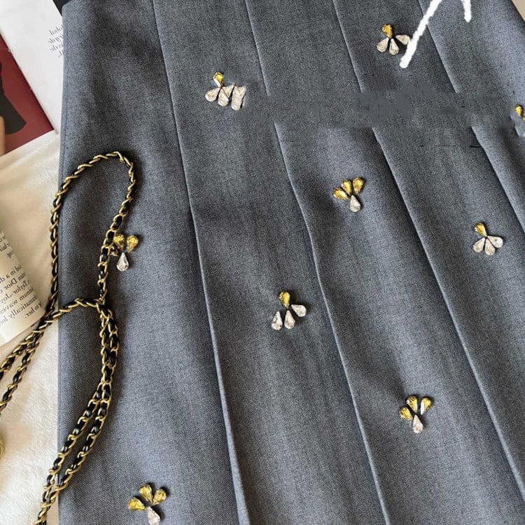 Rhinestone Pleated Skirt Image 2