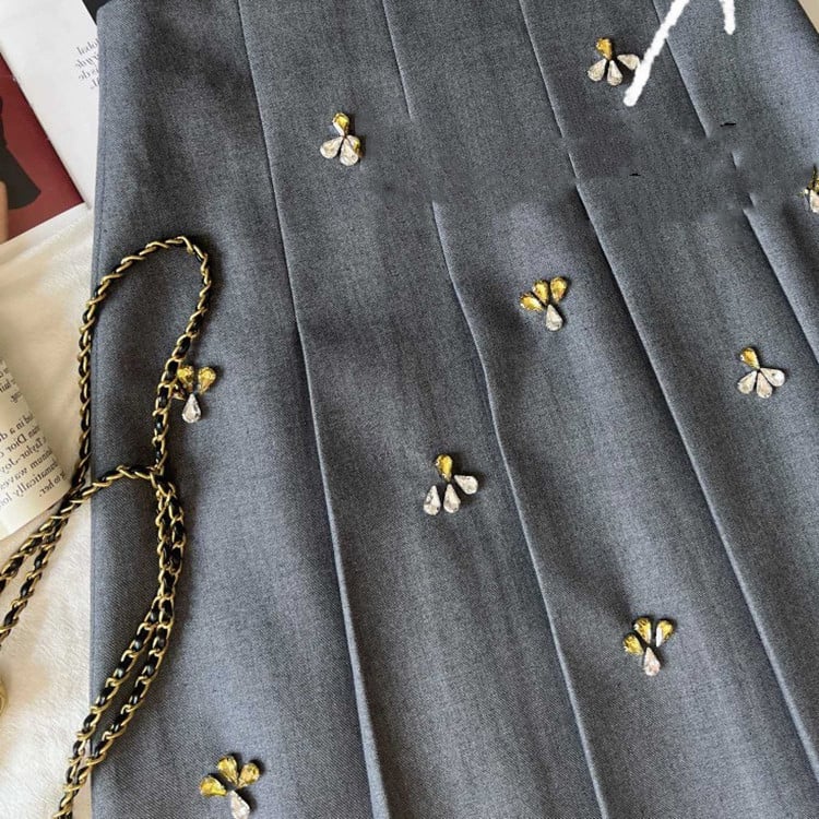 Rhinestone Pleated Skirt Image 3