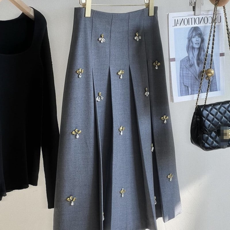 Rhinestone Pleated Skirt Image 4