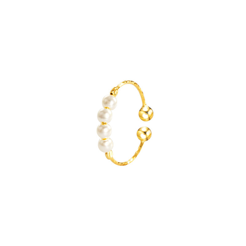 S925 Silver Ring Women's Pearl Cold Style Retro Image 3