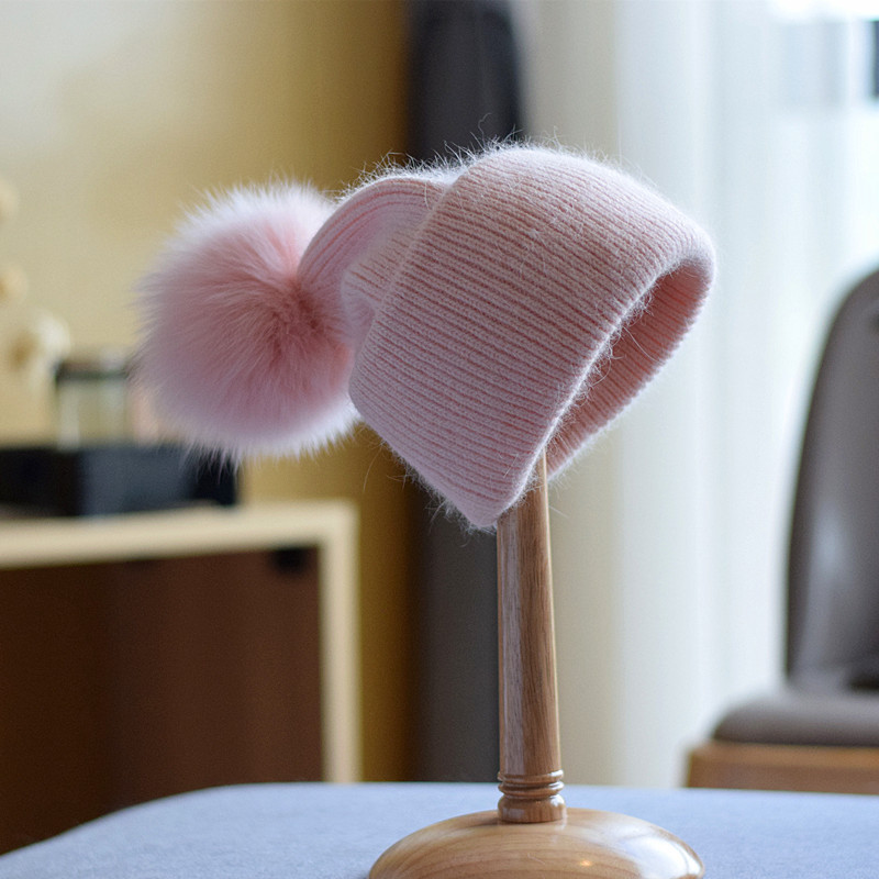 Women's Fashion Fox Fur Wool Cap - Image 4