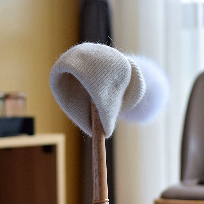 Women's Fashion Fox Fur Wool Cap - Image 5