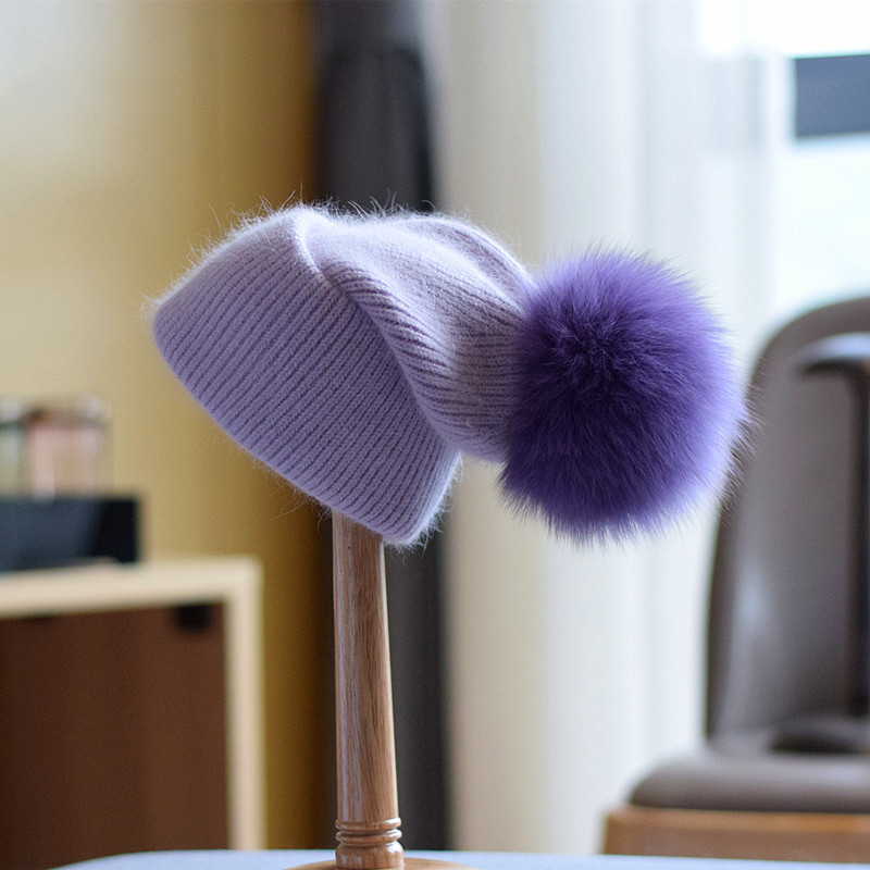 Women's Fashion Fox Fur Wool Cap - Image 6