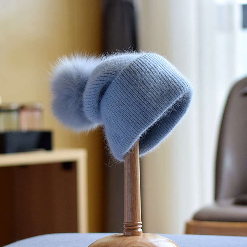 Women's Fashion Fox Fur Wool Cap - Image 2