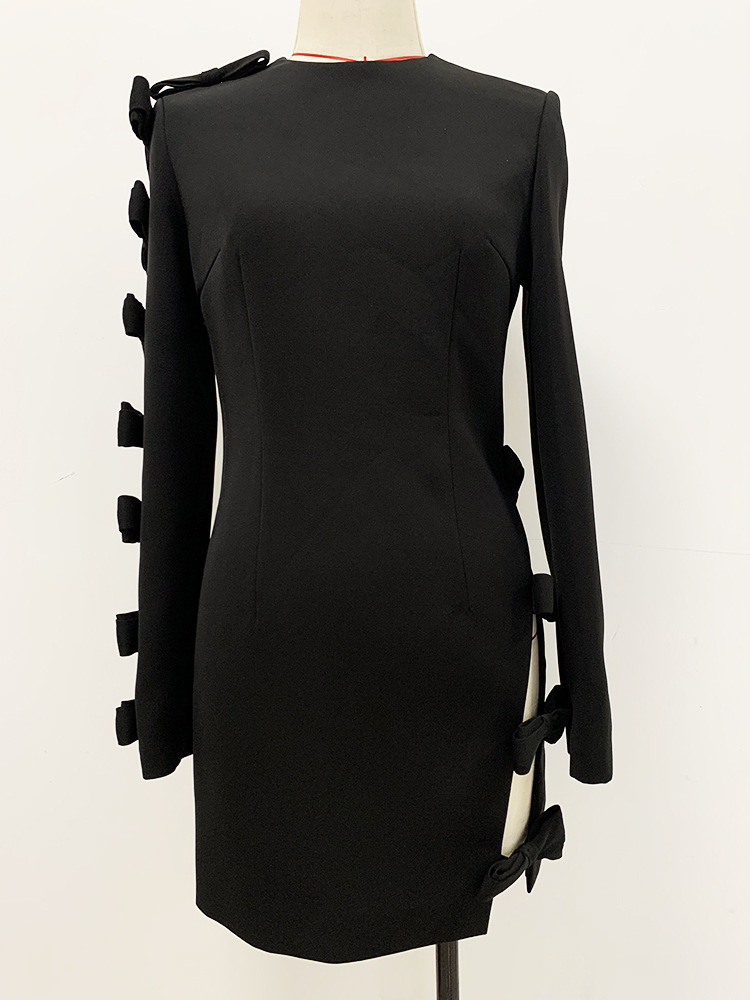 Asymmetric Hollow Bow Dress Image 3