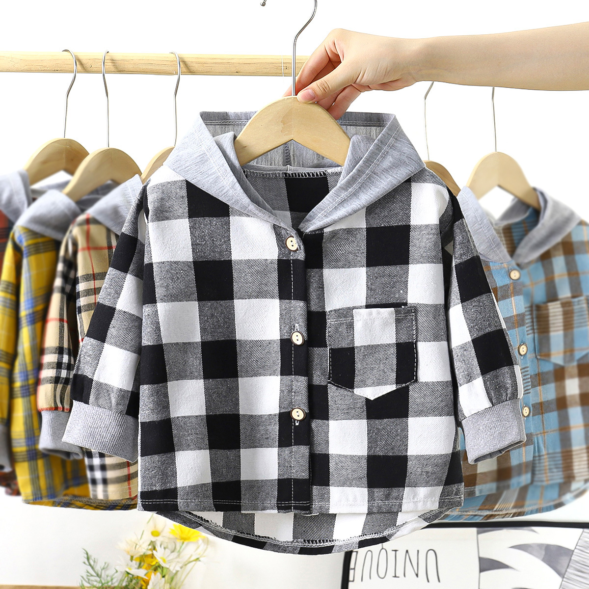 Children's Hooded Plaid Shirt 5