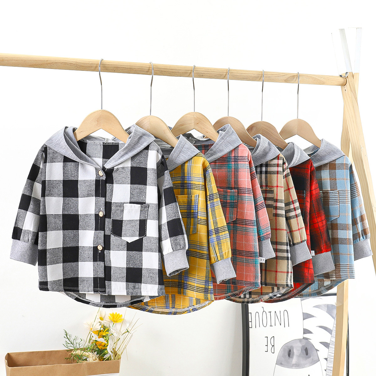 Children's Hooded Plaid Shirt 3