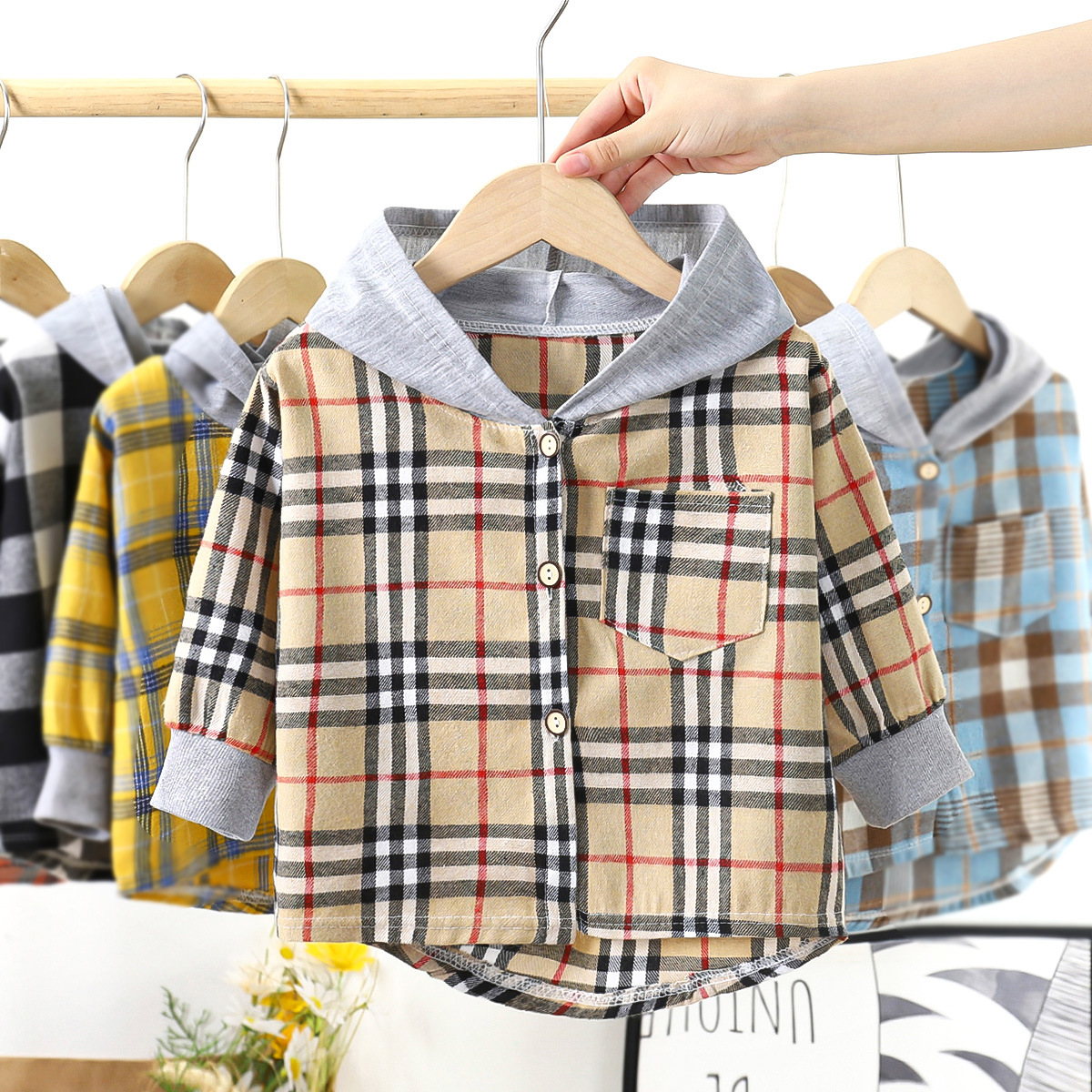 Children's Hooded Plaid Shirt 6