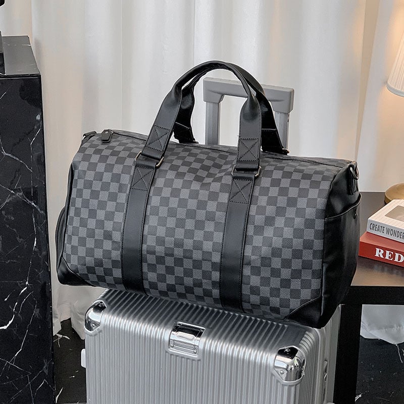 Fashion Men's Bag - Brown Checkered