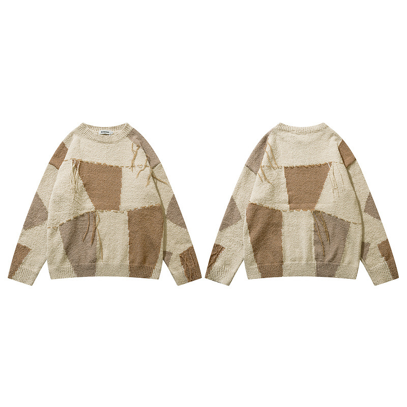 Plaid Tassel Oversize Sweater Image 3