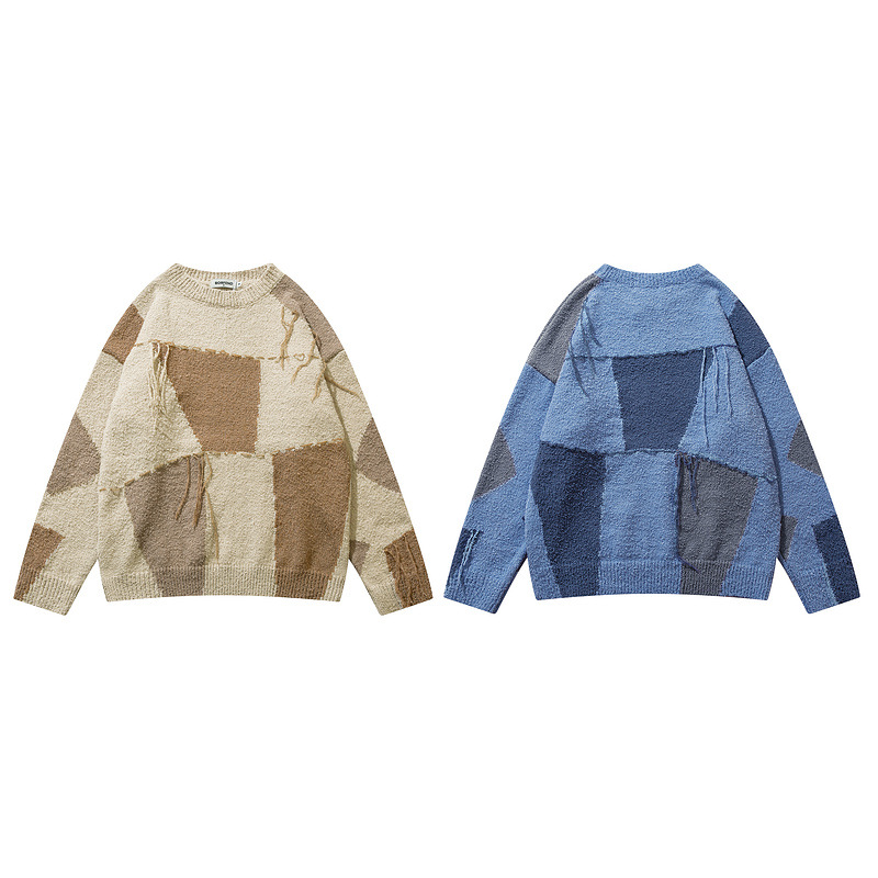 Plaid Tassel Oversize Sweater Image 2