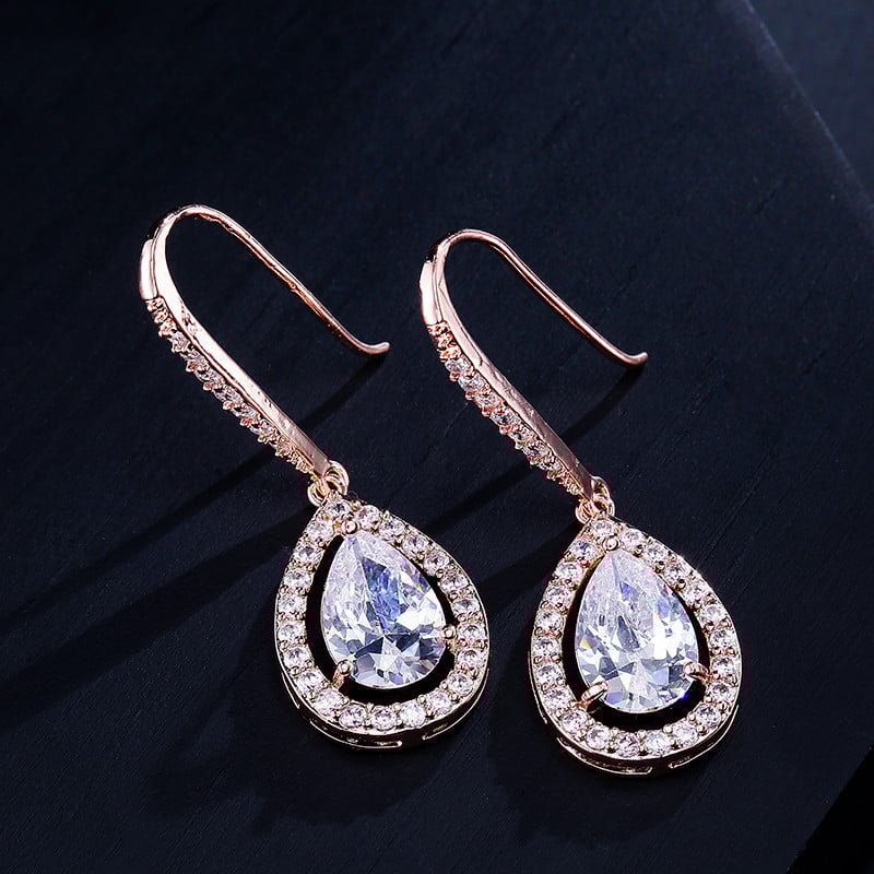 Gold Micro-inlaid AAA Zircon Ear Hooks