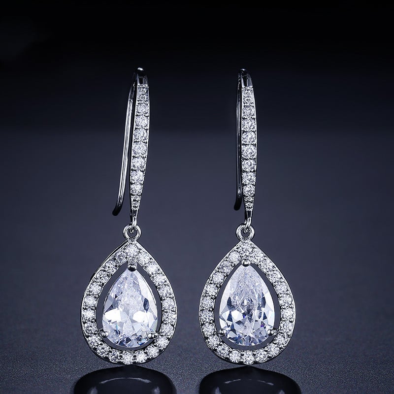 White Micro-inlaid AAA Zircon Ear Hooks